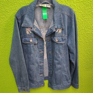 JH Collectibles Blue Jean Jacket with Embroidered Details